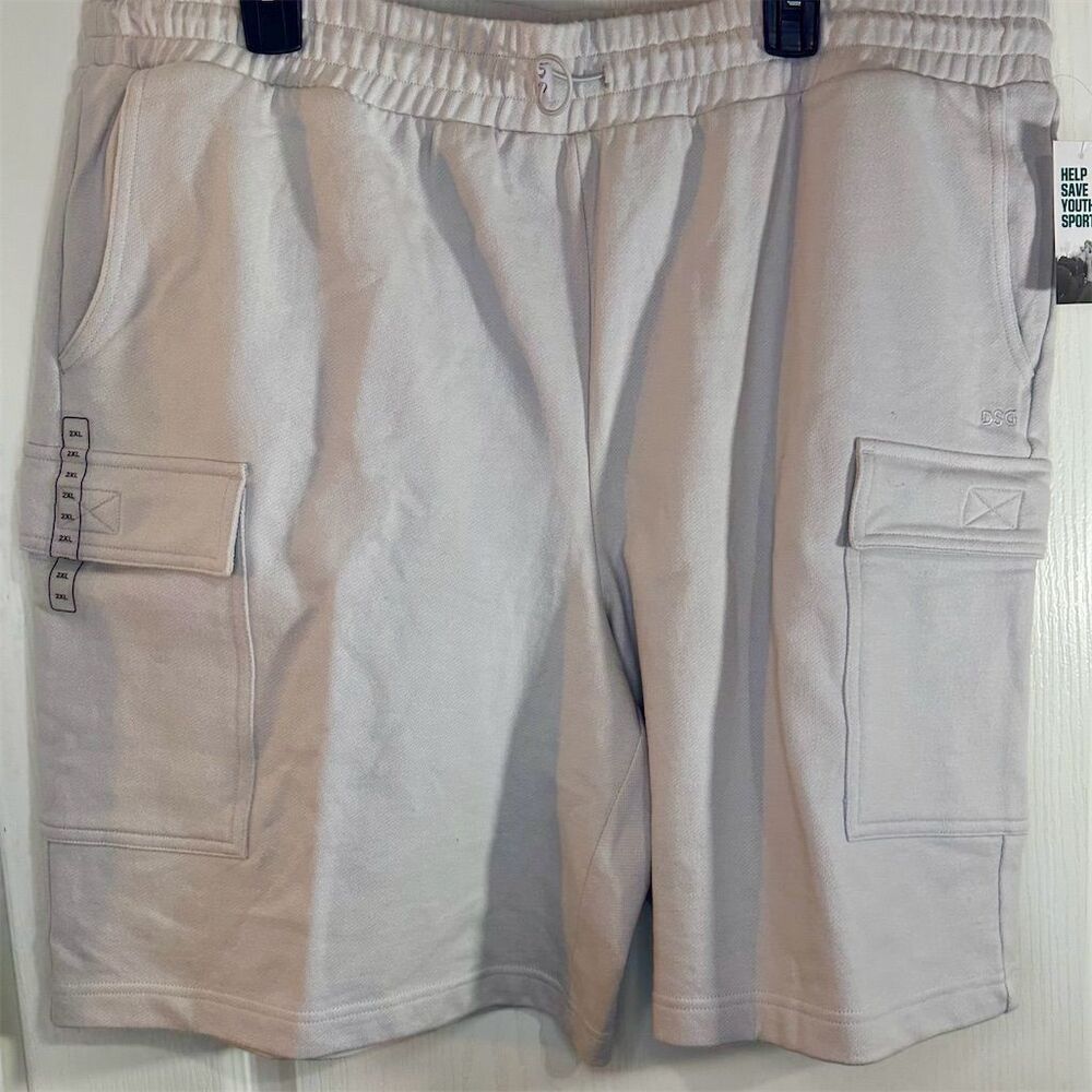 DSG Men's Cargo Terry Shorts Gray 2XLT  Relaxed Fit 100% Cotton NWT
